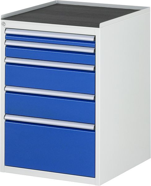 Armoire à tiroirs RAU série 7000, support métallique, 5 x tailles de tiroirs L 1xH60, 1xH90, 2xH150, 1xH270 mm, 580x825x650 mm, 03-L5.2A-MT.11