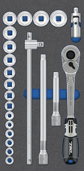 Bedrunka+Hirth insert d'outil, jeu de clés à douille 1/2", 6 pans / 22 pièces dimensions en mm (LxPxH) : 400 x 200 x 25, 08.89.205