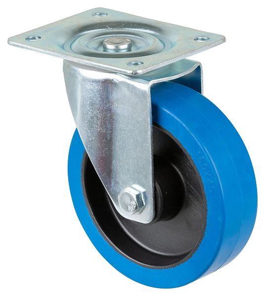 Rouleau de transport BS rollers, largeur de roue 42 mm, roue Ø 160 mm, capacité de charge 300 kg, pneus élastiques bleus, roulements à rouleaux, lot de 2, L400.B61.160