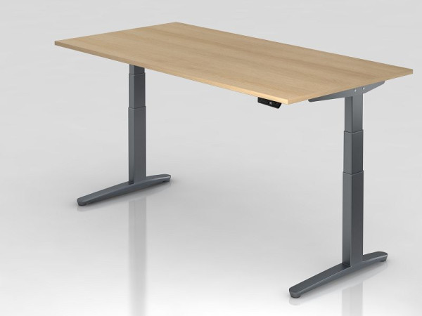 Bureau assis-debout électrique Hammerbacher 200x100 cm chêne/graphite, forme rectangulaire, VXBHM2E/E/GG