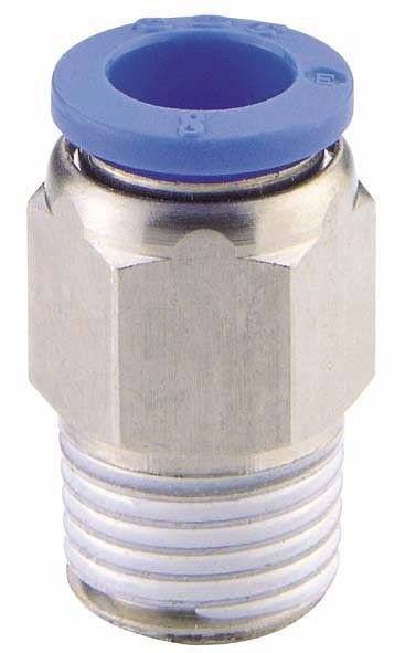 minuteur B-GEk-8-1/4-MSv-bl, raccord à visser droit, conique, filetage revêtu PTFE, Ø tuyau : 8 mm, filetage : 1/4", UE : 10 pièces, 03010604