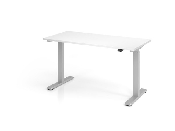 Bureau Hammerbacher XMST614, 140 x 67 cm, plateau : blanc, épaisseur 25 mm, chant ABS 2 mm, forme rectangulaire, VXMST614/W/S