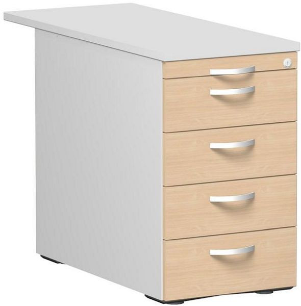 geramöbel conteneur debout avec 4 tiroirs en métal, guide de tiroir en métal, 438x1000x720, hêtre/gris clair/gris clair, N-0310SF4-BLL