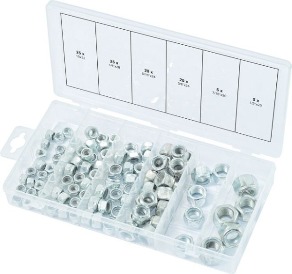 Gamme d'écrous KS Tools, autobloquants, UNF, 100 pièces, 970.0490
