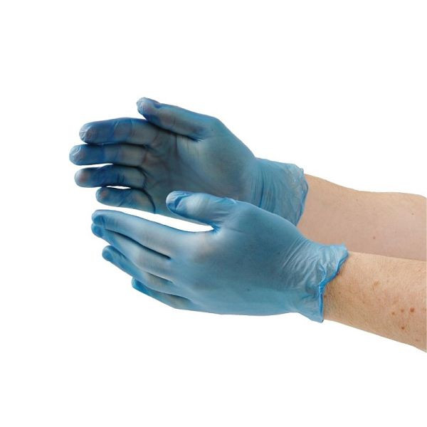 Gants en vinyle Vogue bleu non poudré S, CF403-S