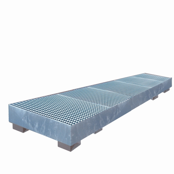 Bac de récupération industriel Eichinger à parois droites, avec grille 4 x fûts, galvanisé à chaud, 30120800002000