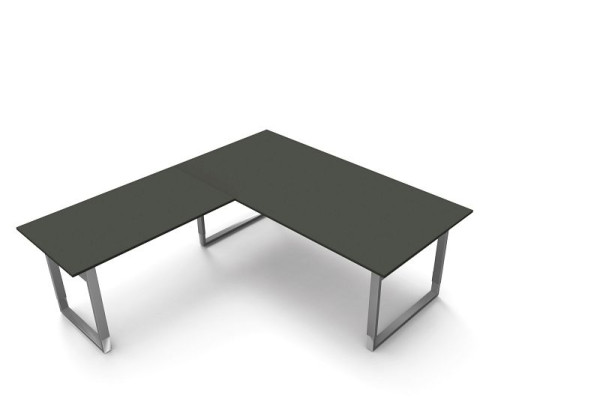 Kerkmann bureau extra large / table de réunion L 2000 x P 1000 x H 680-820 mm, forme 5, couleur : anthracite, 11407313