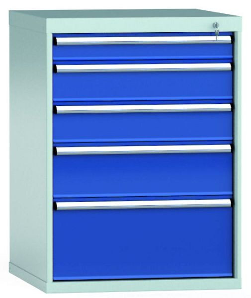 Armoire à tiroirs KLW H 1000 mm L 725 mm P 750 mm, dimensions d'installation : 900 mm, division : 36x36 unités, avec serrure centrale et 5 tiroirs, SGB1000-05NP-001