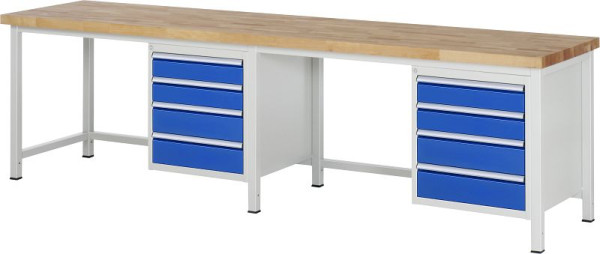 Etabli RAU série 8000 - modèle 8162, L3000 x P700 x H840-1040 mm, base système L2945 x P650 x H800-1000 mm, 03-8162A1-307B4H.11