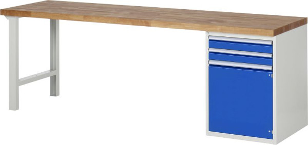 Établi RAU série 7000 - conception modulaire, conteneur de sous-structure (2x tiroir, 1x porte battante), 2500x840x700 mm, 03-7503A1-257B4S.11