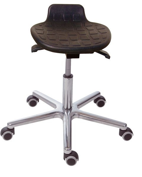 Tabouret Lotz "Confortable-Variable", assise en PU, hauteur d'assise 455-620mm, base en aluminium, vérin à gaz de sécurité chromé, roulettes, 3471.18A