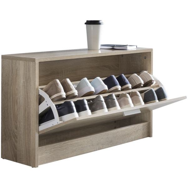 Wohnling benne à chaussures moderne 80 x 47 x 24 cm étagère à chaussures en bois blanc 1 compartiment, WL5.270
