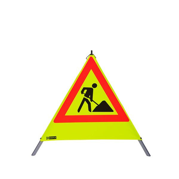 Pyramide d'avertissement NESTLE 70cm WAPY 70RG, cadre lourd avec mécanisme à ressort, feuille rétro jaune, Schaufelmann VZ123, 19103001