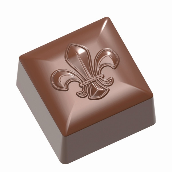 Moule à chocolat Schneider - carré Fleur de Lys, 275 x 135 x 24 mm / 26 x 26 x 16 mm, 12 g, 3 x 8 pièces, 421885