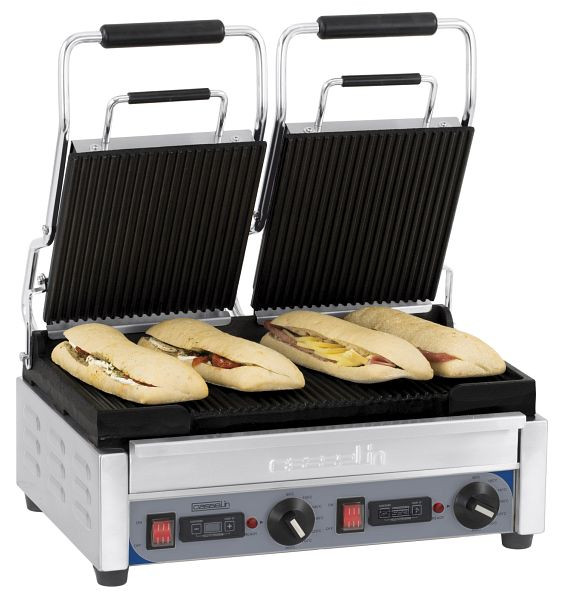 Casselin Panini Grill 2-Way - Premium - Rainuré / Rainuré avec minuterie, CGP2RRPT