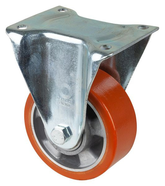 BS Rolls Roulette robuste, roulette fixe, largeur de roue 50 mm, Ø roue 125 mm, 450 kg, polyuréthane coulé 95 Shore A, aluminium, roulement à billes, N110.B90.129