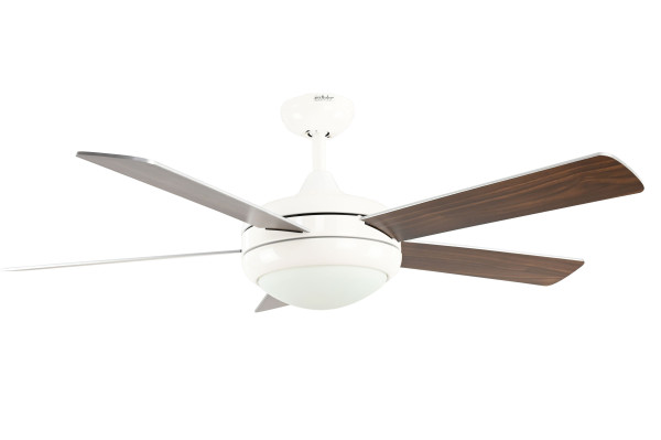Ventilateur de plafond AireRyder Ursa pales blanches argent / noyer avec éclairage et télécommande, 132120222