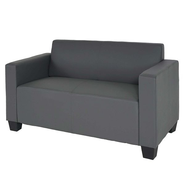 Mendler canapé 2 places Couch Lyon canapé lounge simili cuir, gris foncé, 75177+75178