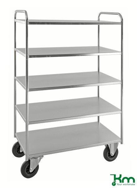Chariot Kongamek 5 étagères Entièrement soudé 955 x 550 x 1470 mm Galvanisé 2 roulettes fixes 2 roulettes pivotantes KM4145-E
