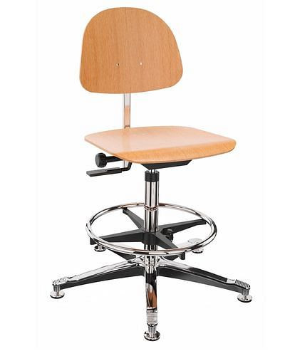 Chaise de travail Dauphin en hêtre, piètement en aluminium, patins, repose-pieds, 266892