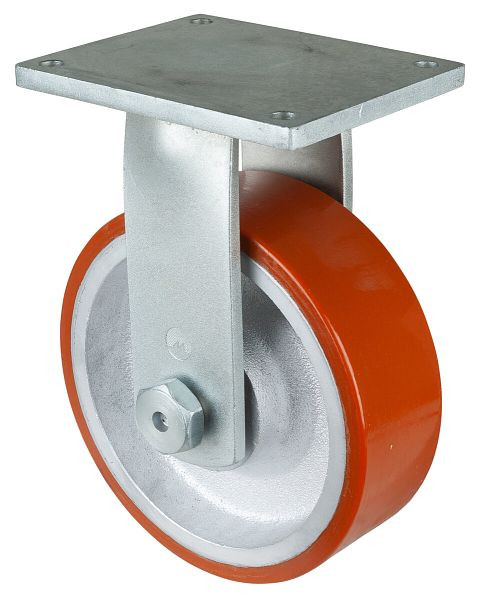 Roues BS Roulette robuste, roulette fixe, largeur de roue 100 mm, Ø roue 300 mm, capacité de charge 2800 kg, polyuréthane coulé 95 Shore A, fonte, roulement à billes, RR110.C10.302
