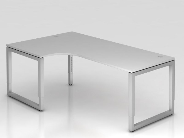 Hammerbacher table d'angle pied O carré 200x120cm 90° gris, forme d'angle 90°, peut être monté à gauche ou à droite, VRS82/5/S