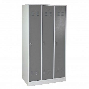 Casier / armoire ADB "Regular" 3 portes, dimensions HxLxP : 1775x890x500 mm, couleur du corps : gris clair, RAL 7035, couleur de la porte : gris argenté (RAL 7001), 40904