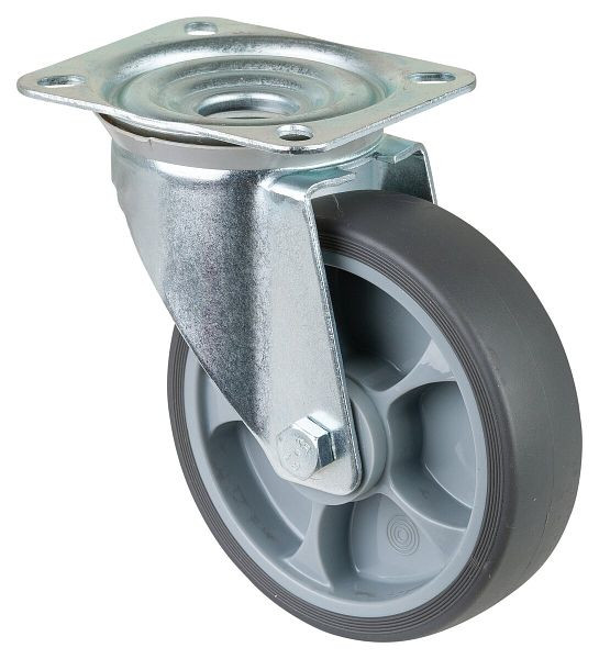 Rouleau de transport BS rollers, largeur 45 mm, Ø160 mm, jusqu'à 200 kg, pneus thermoplastiques gris, roulements à rouleaux, plateau, lot de 2, L400.B44.161