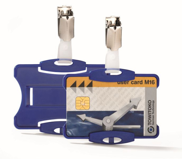 Porte-carte d'identité DURABLE avec clip pour 1 carte d'identité, bleu, paquet de 25, 811806