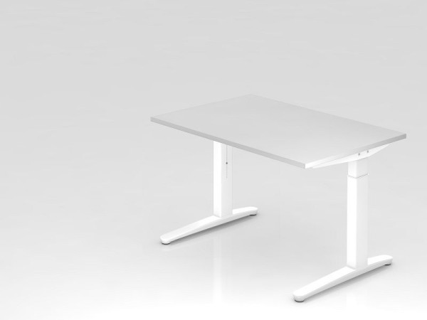Bureau Hammerbacher pied C 120x80cm blanc/blanc, coulisses en aluminium blanc, VXB12/W/WW