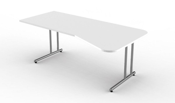 Table de forme libre Kerkmann avec piètement en C, Start Up, L 1950 mm x P 800/1000 mm x H 750 mm, couleur : blanc, 11434410