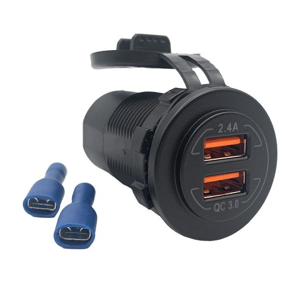 Prise double USB Offgridtec 12V/24V 5V/4,8A - 3,6V/32W, 8-01-014885