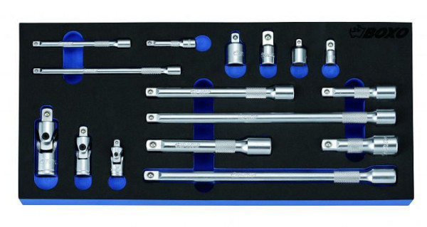 Rallonge d'adaptateur Boxo 1/4", 3/8" et 1/2", jeu de cardan 16 pièces, UE : 10 pièces, BX091