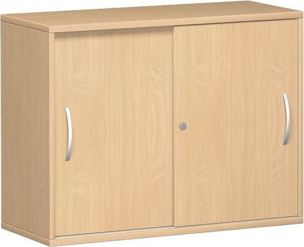 armoire à portes coulissantes geramöbel avec panneau central, 2 étagères décoratives, verrouillable, 1000x425x768, hêtre/hêtre, N-10S210-BB