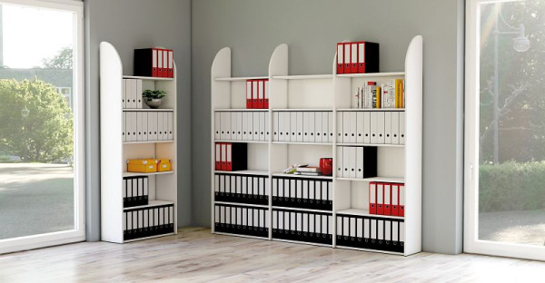 Kerkmann DANTE étagère 2600 x 800 mm avec paroi arrière, 7 étagères, blanc, 50974610