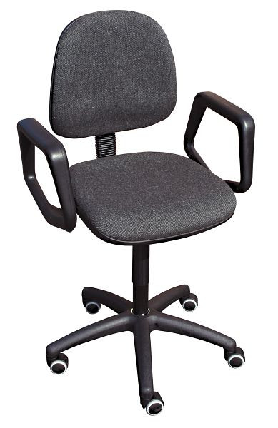Chaise de travail Lotz, rembourrage assise/dossier anthracite (dossier large), piètement en plastique noir, roulettes doubles, hauteur d'assise 480-670 mm, 6162.15