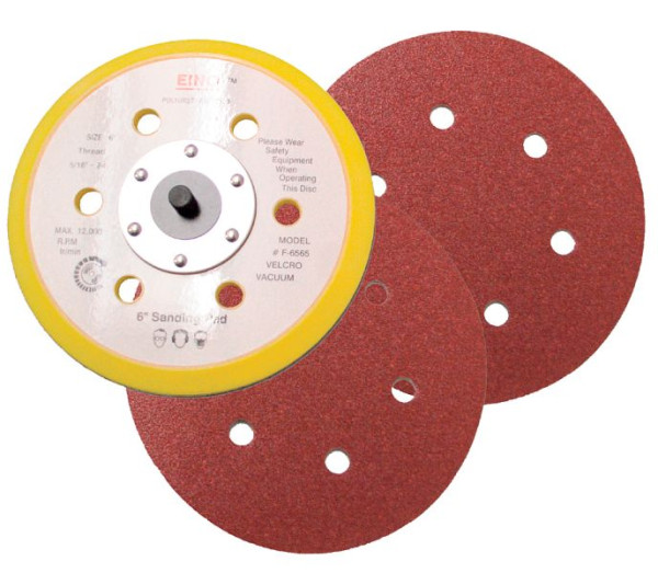 Feuille abrasive ELMAG Ø 150 mm, grain 60, 6 trous, Velcro, 10 pièces, 42971