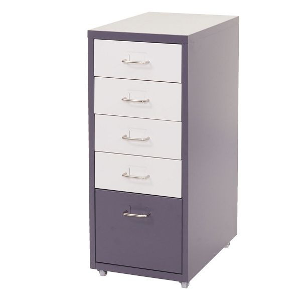 Mendler Boston T851 roll container, armoire à tiroirs en acier, 69x28x41cm 5 tiroirs, gris foncé blanc-gris foncé, 72277