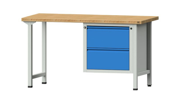 Établis ANKE Établi combiné, modèle 711 E, 1500 x 700 x 840 mm, RAL 7035/5012, BMP 40 mm, 510.540