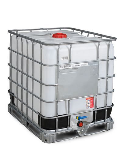 Conteneur IBC DENIOS, palette cadre acier, 1000 l, ouverture NW150, sortie NW50, 266-158