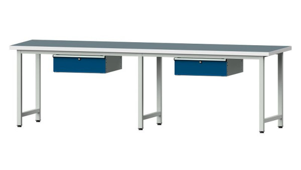 Bancs de travail ANKE table de travail, modèle 193, 2800 x 800 x 840 mm, RAL 7035/5010, UBP 40 mm, 401.472