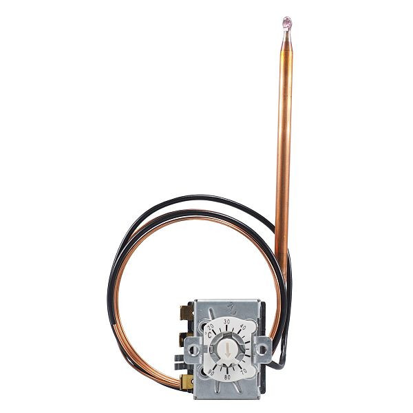 Contrôleur de température JUMO avec contact inverseur, 20 à 90 °C, capillaire 2000 mm, 2,5%, UE : 5 pièces, 60003222