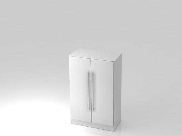 Armoire Hammerbacher 3OH avec poignée de garde-corps du panneau de base blanc/blanc, 80x42x127 cm (LxPxH), V7550/W/W/RE