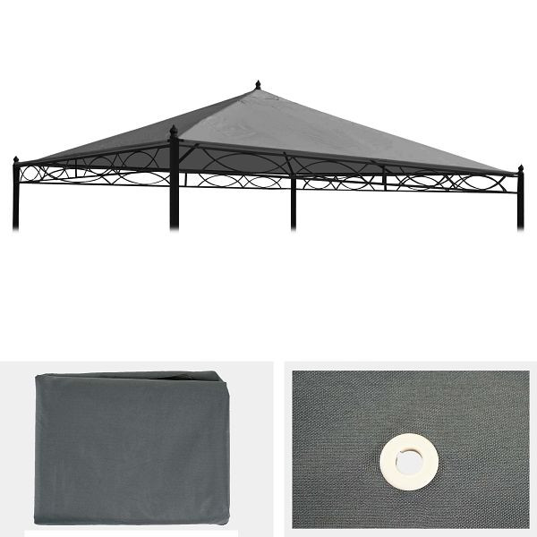 Couverture de rechange Mendler pour pergola de toit pavillon Cadix 3x3m, gris, 65467