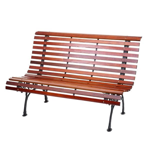 Banc de jardin Mendler HWC-F97, banc banc de parc banc en bois, bois de fonte 2 places 122cm 22kg, marron, 70695