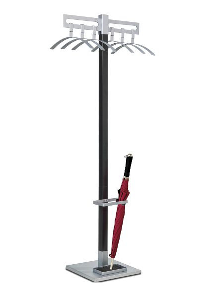 Kerkmann Montana porte-manteau sur pied, L 550 x P 370 x H 1700 mm, noir/argent aluminium, 30655014