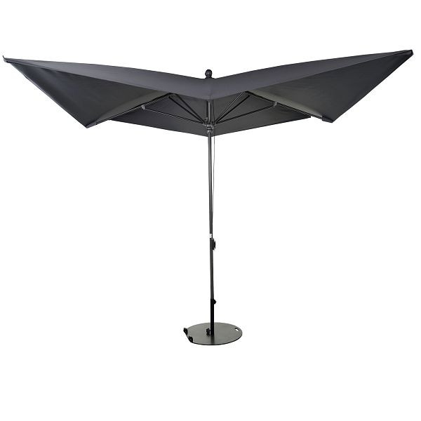 Parasol de luxe Mendler HWC-A37, parasol de marché parasol de jardin, 3x3m (Ø4,24m) polyester/aluminium 10kg, anthracite sans support, 59345