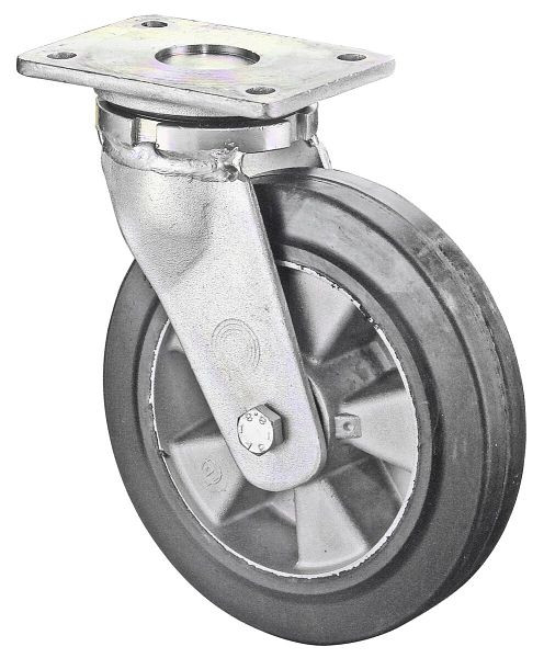 Roulette robuste BS Wheels, largeur de roue 60 mm, Ø roue 300 mm, capacité de charge 700 kg, bandages élastiques noirs, corps de roue en aluminium, roulements à billes, RR100.B80.300