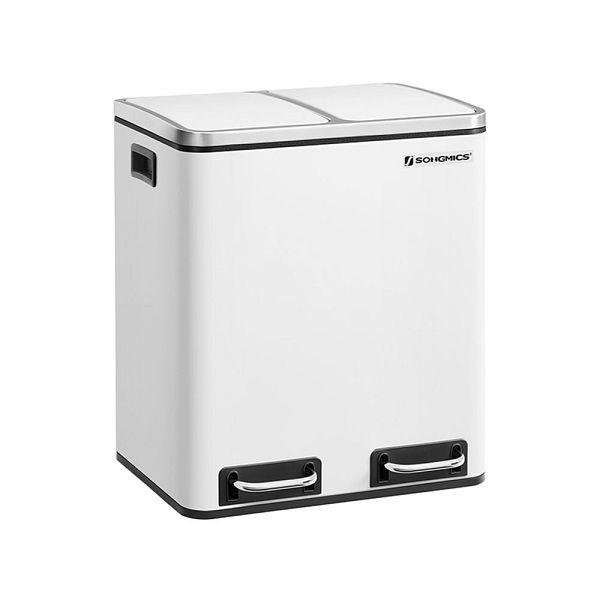SONGMICS Poubelle Métal 30 L Blanc LTB30WT