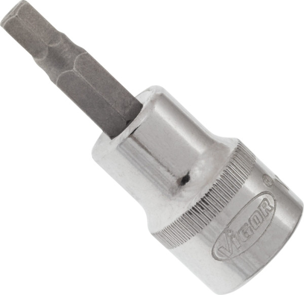 Embout de tournevis VIGOR, carré creux 10 mm (3/8"), profil six pans intérieur, 5 mm, longueur : 49 mm, pour commande manuelle, V2283N